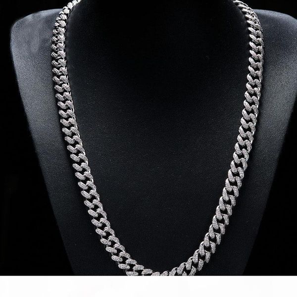 

18k real позолоченные мужчины большой кубинской цепи полный bling цирконий ожерелье высочайшее качество hiphop тройной замок ожерелья медные, Silver