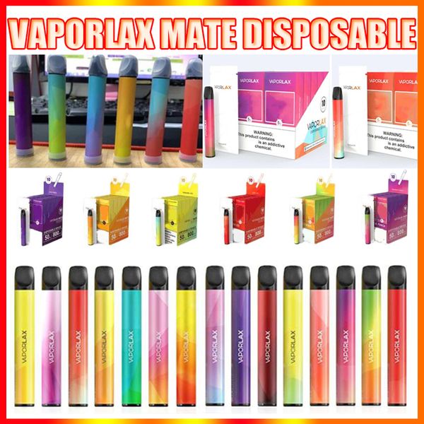 

Аутентичные VAPORLAX MATE Одноразовые устройства Предварительно заполненные 3мл картридж Pod 500mAh Аккумулятор 800 Puff Vape Пустой Pen Подлинная