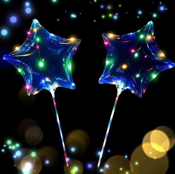 

led bobo balloon love heart balloons flashing light five-pointed balloon with handle christmas halloween birthday party decor decoration