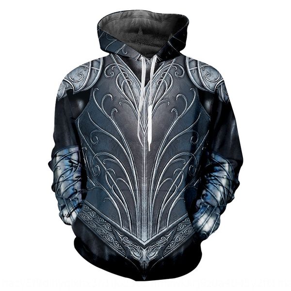 

мужская 20193d серебро великолепный прохладно брони печать мода толстовка цифровой цифровой бренд вскользь балахон, Black