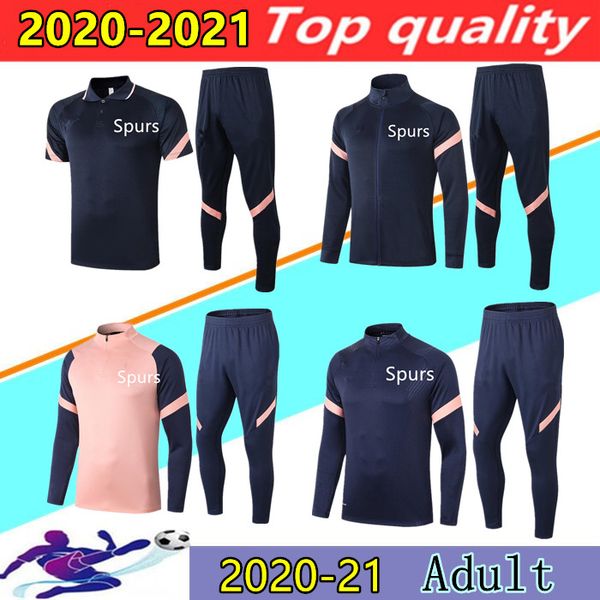 

2020 2021 шпоры футбол тренировка куртка костюм поло рубашки 20/21 шпоры kane son dele длинные рукава молния спортивный костюм набор футбол, Black;blue