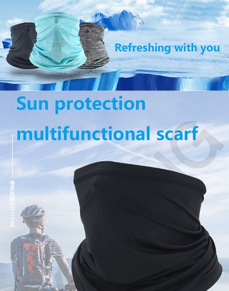 

ice silk sunscreen bib summer outdoor riding turban triangle scarf breathable earrings face protection headgear riding mask, Black