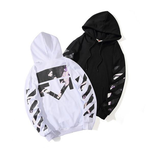 

2020 mens designer hoodies men sweatshirt off turn-down stripe fit loose casual cotton black white couple hoodie clothes size m-2xl