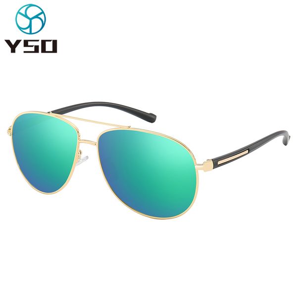 

yso green oversized lens sunglasses for men metal frame polarized uv protection glasses for car driving man sunglasses 2362, White;black