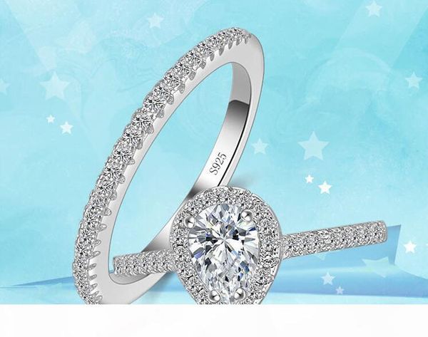 

2020 new big promotion real 925 sterling silver rings for women hearts and arrows 2 ct cz diamond brand two engagement ring, Golden;silver