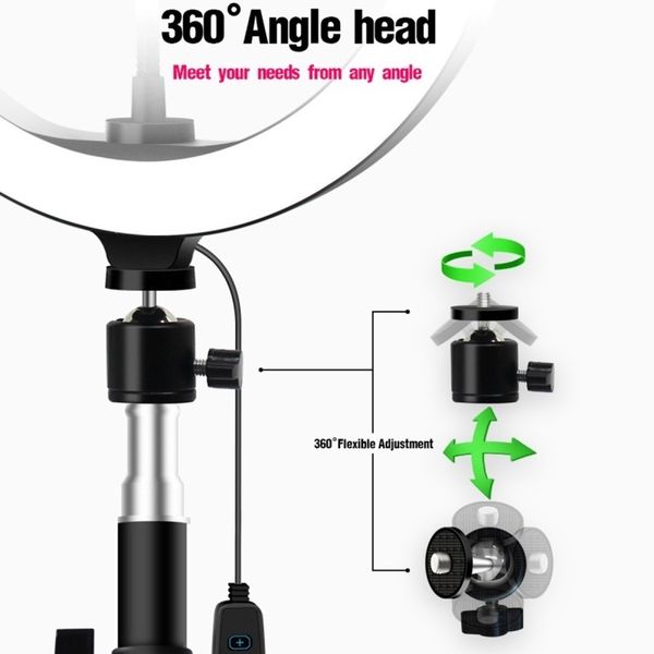 

factory new 26cm led ring light dimmable led live video ring light set with tripod tablet clip+remote control