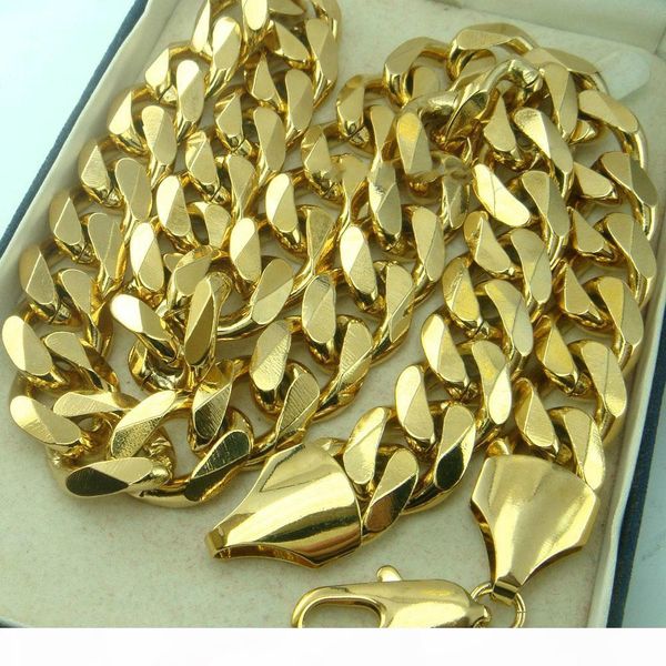 

тяжелые мужские 18k мужские цепи ожерелье золота заполнены твердая кубинский снаряженная цепи ожерелье n276 60cm 50см, Silver