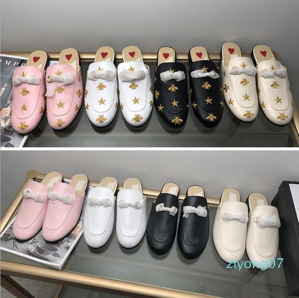 

genuine leather leisure time half-character support cool slipper woman ma xiankou muller shoe dawdler single high-end brand designer lllz07, Black