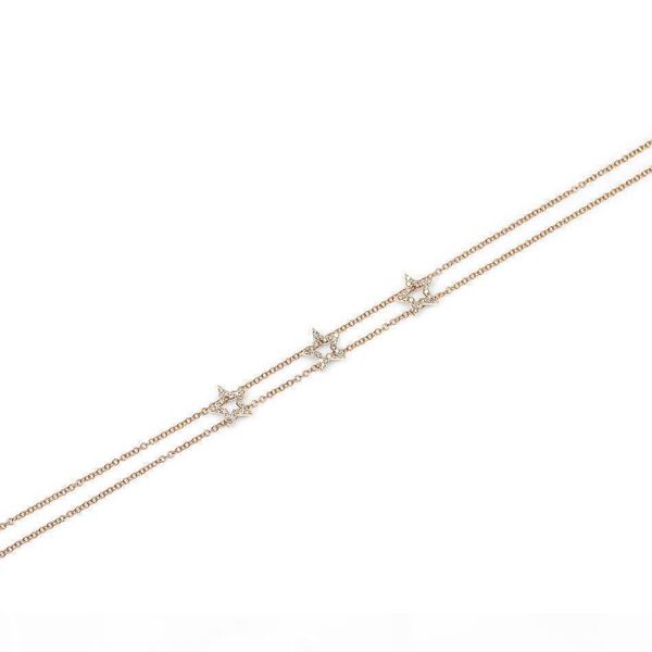 

three piece cz star charm charming bracelet 925 sterling silver delicate trendy star link chain cute bracelets j 190429 j 190430, Golden;silver
