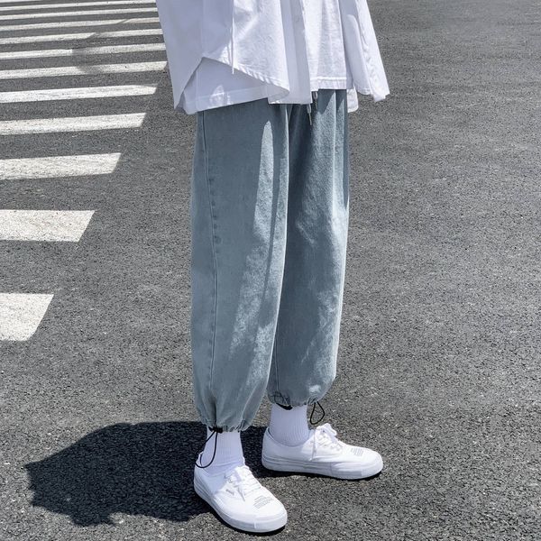 

джинсы мужские тонкие лодыжки связали фонарь knicker джинсы случайные jeanspants ins моды бренд студенческой молодежи сыпучих мужские случай, Blue