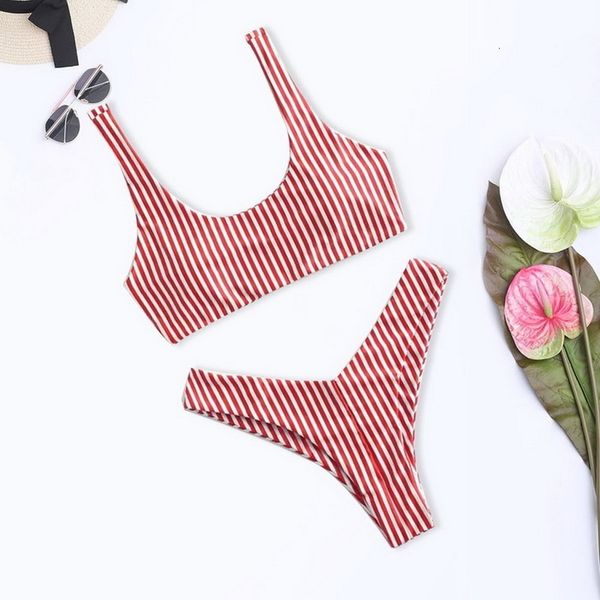 

striped bikini set women bandage bathing suit 2020 new push up micro swimsuit brazilian thong swimwear women bikinis, White;black