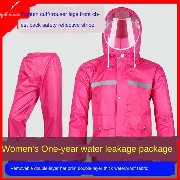 

car thickened wo electric vehicle electric vehicle double-layer waterproof men's and women's raincoat split raincoat, Black