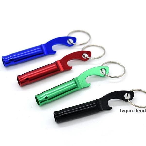 

2 in 1 kit mini aluminum keychain keyring beer bottle opener with whistle bar tool claw gift fast shipping f20173280
