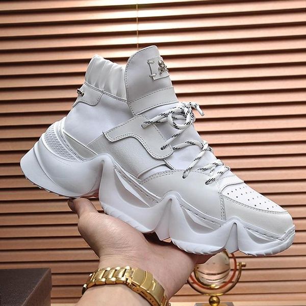 

2020 mens shoes casual fashion outdoor platform shoe fitness footwears hi -sneakers monster 0 .2 luxury style leather fabri, Black