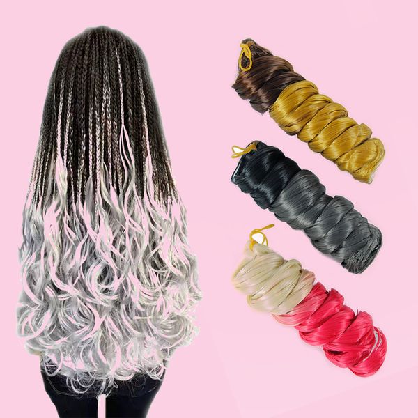 

big wave 22 inches ombre braiding hair big wave curly two-color mixed crochet braid knitted synthetic hair extension curly crochet hair sea, Black