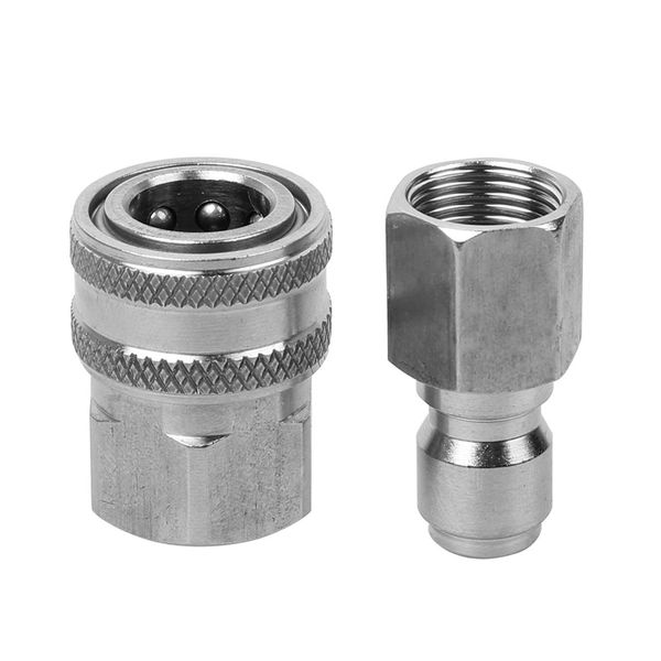 

stainless steel pressure washer adapter set g3/8 inch female quick connect plug and socket for attach a hose to the water pumps
