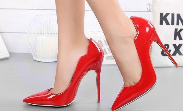 

woman high heels wedding shoes red bottom black/red patent leather women pumps pointed toe high heels shoes stilettos