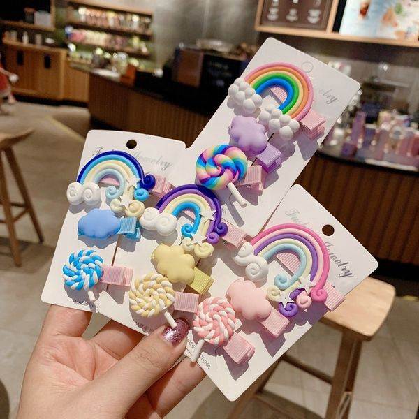 

4l9uz children's hairpin hair accessories girl's hairpin rainbow side headdress bangs clip baby's little girl's clip hea, Slivery;white