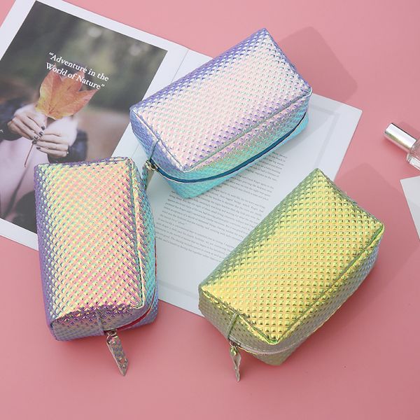 

laser cool fish scale clutch fashion waterproof large space cosmetic bag square fashion harajuku versatile coin purse