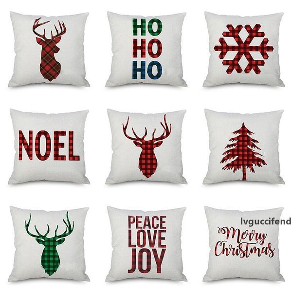 

christmas pillow case cushion covers xmas tree snowflakes reindeer elk plaids art cushion cover sofa car decor linen pillow case wx9-1061