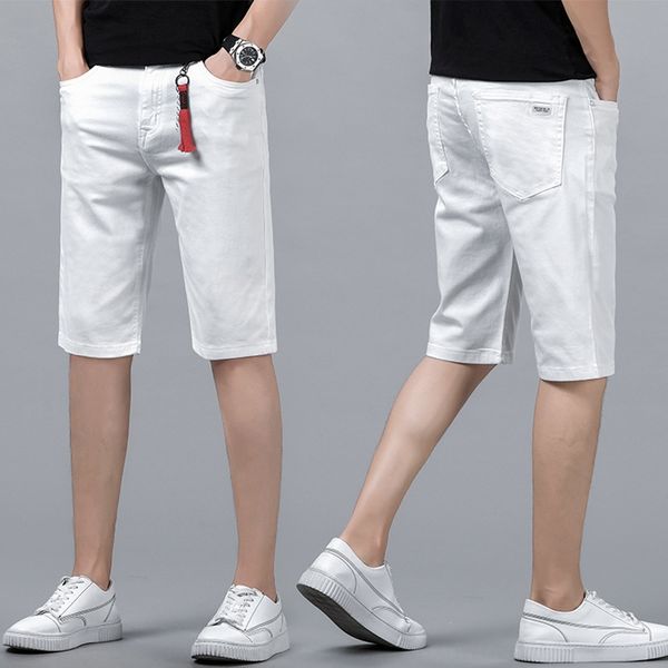 

white cropped casual casual men's business loose straight men's denim pants thin breathable elastic new middle pants, Blue
