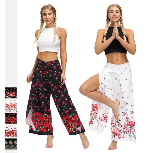 

женщины широкие ноги boho йоги шаровары comfy gypsy хиппи таиланд bohemian palazzo брюки эластичный пояс lounge одежда, White;red