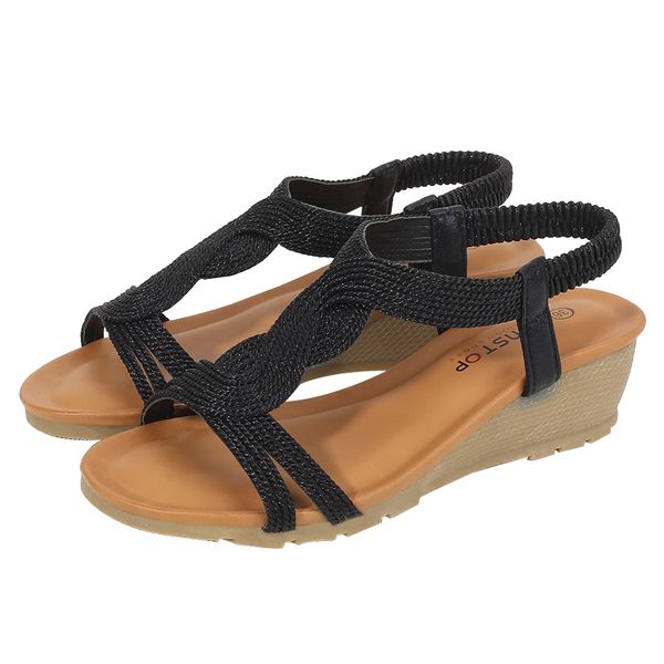 

casual fashion flat bottomed gladiator sandals women shoes bohemia style flat heel open toe platform sandals x6x075283, Black