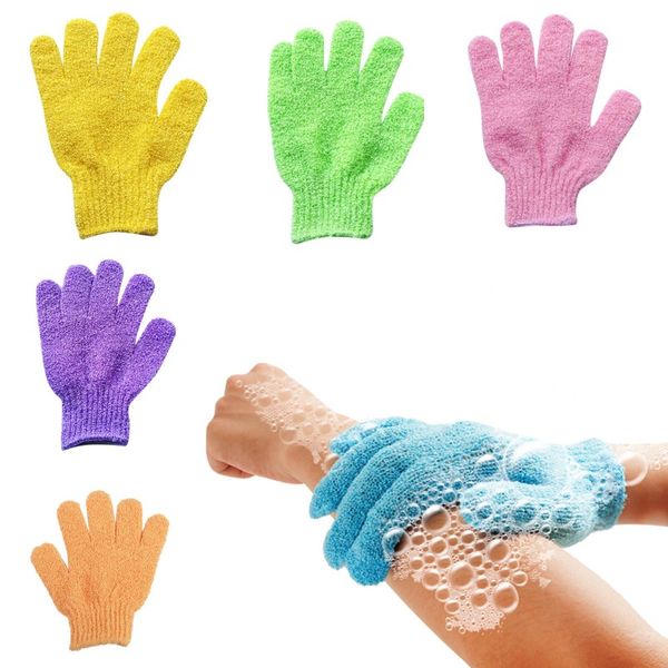 Esfoliantes luvas Mitt Shower Scrub Luvas Dedos Toalha de banho Peeling Mitt Body Scrub Glove Banho Acessórios