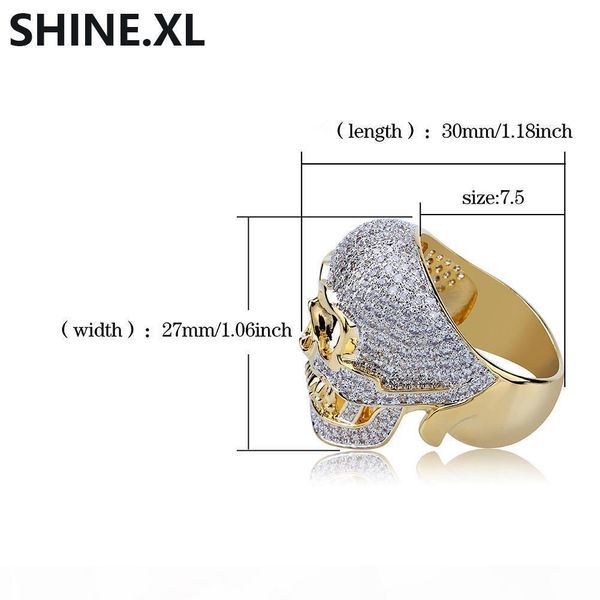 

hip hop ring copper gold color покрыло iced out micro асфальтовая cz камень кольца черепа мужчины женщины, Silver