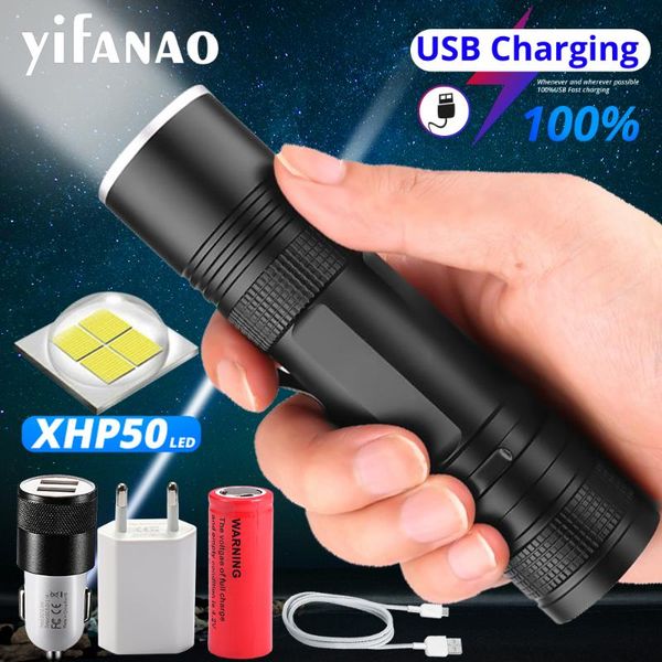 

xlamp powerful xhp50 led rechargeable torch 18650 26650 flash light mini usb zoom lantern xhp50.2 hunting lamp