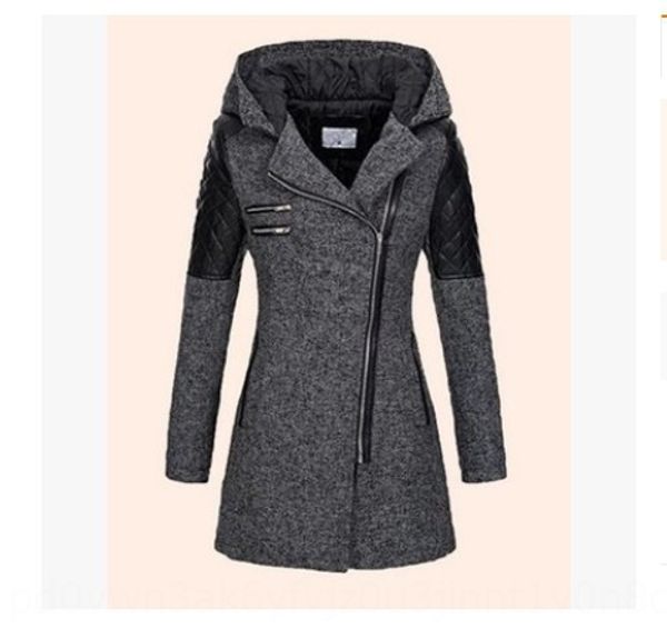 

52alx new autumn and winter diagonal zip hooded en trench windbreaker new autumn and winter diagonal zip hooded woolen trench coat windbreak, Black