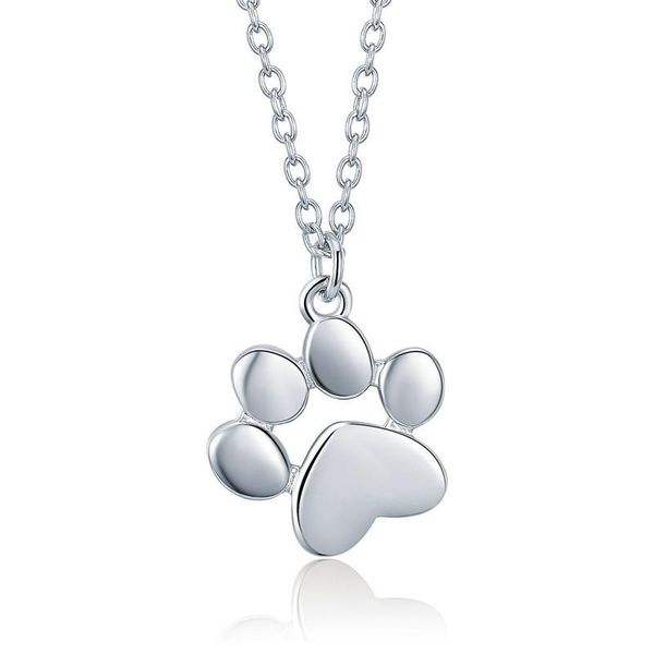 

genuine 925 sterling silver cute animal footprints dog cat footprints necklaces pendants women silver jewelry scn275-2