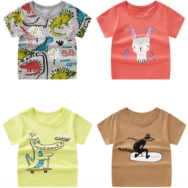 

8ymwd new children's short-sleeved t- cotton half-sleeved for boys and girls cartoon base shirt round neck shirtchildren's round n, Blue