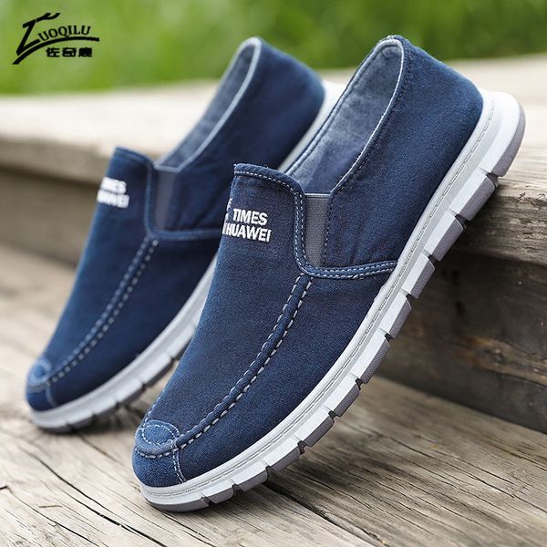 

fashion slip-on men's canvas shoes breathable lightweight comfortable men shoes autumn men's casual lazy flat men, Black