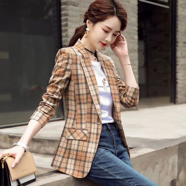 

plaid suit women's design sense niche 2020 autumn and winter new casual coatcoat coat fashion british style small suit top, White;black
