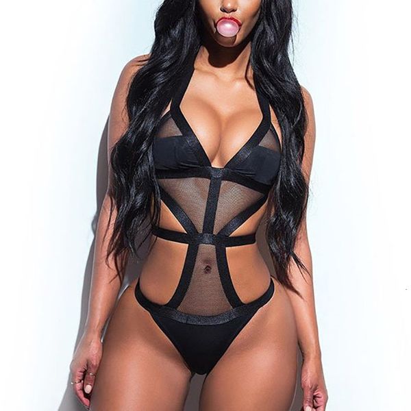 

womens swimsuit one piece black women bikini set hollow deep v bra swimwear bathing suit beach 2020 p30, White;black