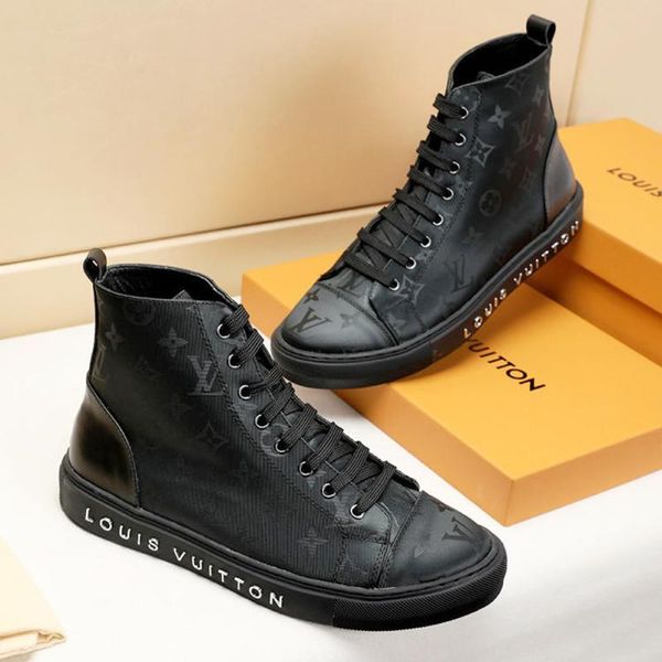 

men shoes fashion sneakers zapatos hombre with box lace -up luxury design mens shoes fashion footwears ankle boots bottes casual, Black