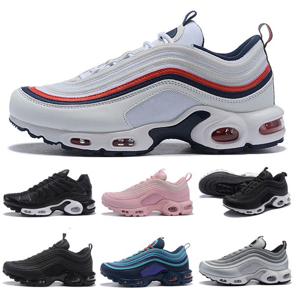 

new new mens plus tn kids shoes chaussures homme plus women sport trainers zapatiallas hombre tns cushion run, Black