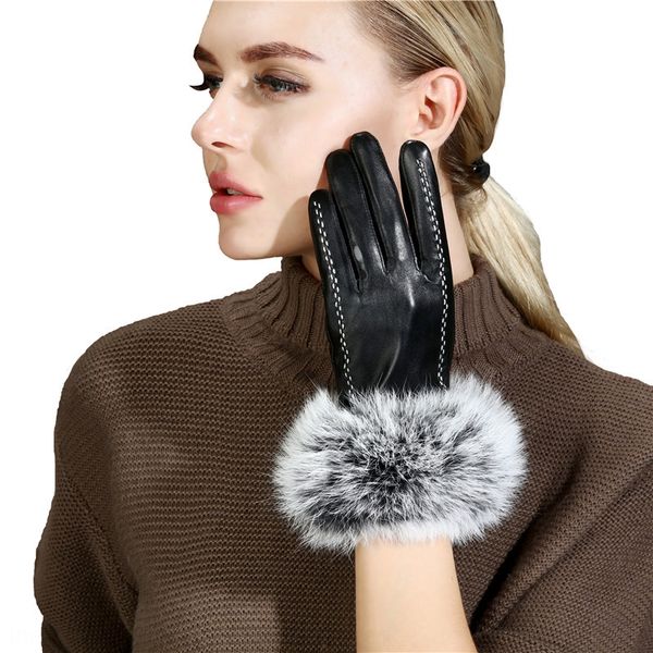 

rabbit fur sheepskin warm bicycle gloves women' cute winter velvet outdoor driving cycling warm touch screen gloves women, Blue;gray