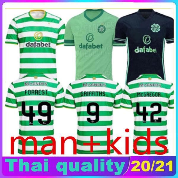 

20 21 celtic fc soccer jerseys mcgregor griffiths 2020 2021 klimala forrest brown rogic christie edouard home men + kids football shirts, Black;yellow