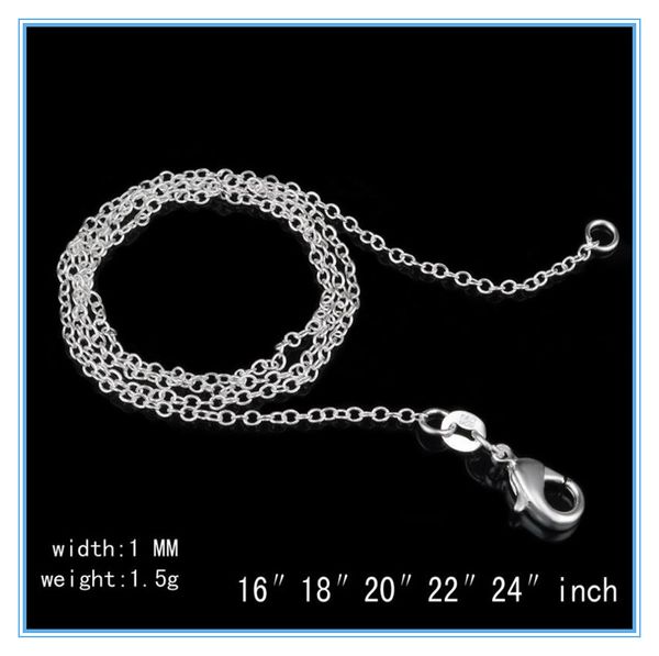 Heiße 925 Sterling Silber Halskette Rolo „O“ Kette Halsketten Schmuck 1mm 16'' -- 24'' 925 Silber DIY Ketten Anhänger Schmuck Kette Halskette