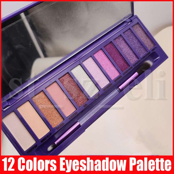 

eye makeup 12 colors ultra violet eyeshadow palette purple matte shimmer eye shadow with brush