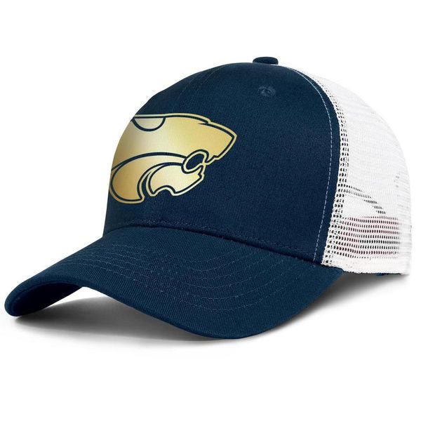 

kansas state wildcats basketball gold logo mens and women adjustable trucker meshcap custom sports team classic baseballhats mesh print, Blue;gray