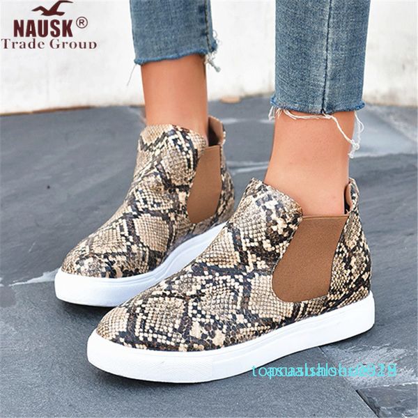 

1nausk woman flat slip on casual shoes women autumn sneakers platform ladies fashion snake female comfortable plus size footwear t18, Black