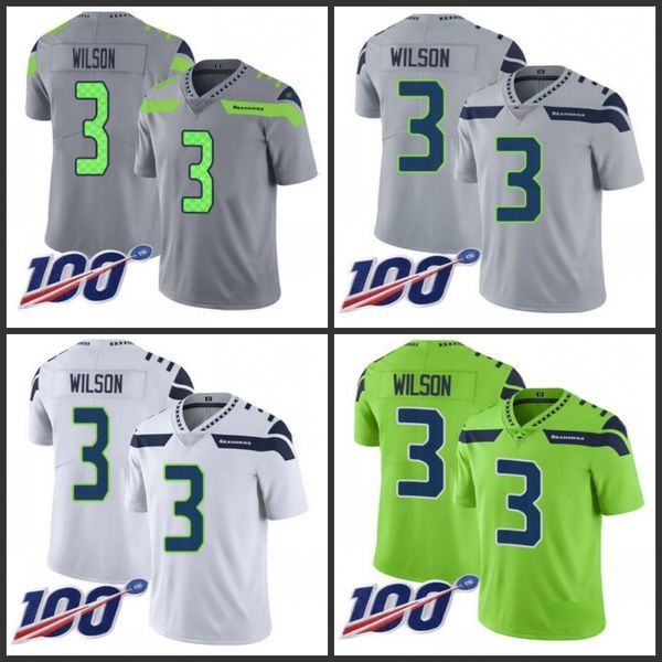 

seattle seahawks men #3 russell wilson green men's women youth stitched nfl limited rush 100th season jersey, Black;red