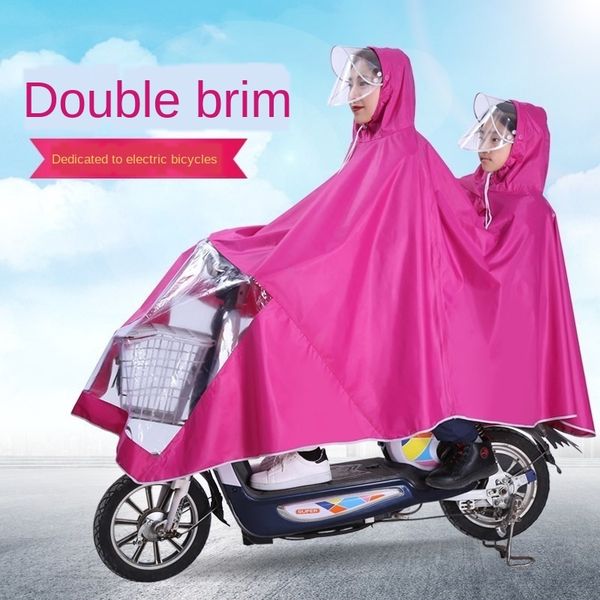 

uwmra car children's and mother's raincoat on both sides double motorcycle electric vehicle thickened electric vehicle small self, Red;brown
