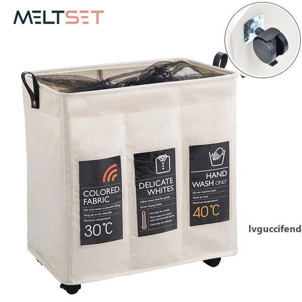 

three grid storage basket with wheels collapsible hamper drawstring laundry basket dirty clothes washing bag storage organizer t200602