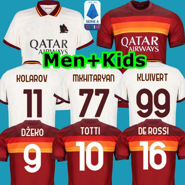 

soccer jerseys as de rossi roma dzeko zaniolo rome totti perotti kolarov 20 21 football shirt 2020 2021 men + kids kit uniforms maillot, Black;yellow
