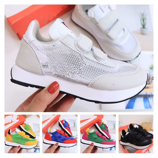 

preschool waffle mesh kids running walking shoes summit white breathable pine green boys girls sneakers children athletic01 trainers casual, Black
