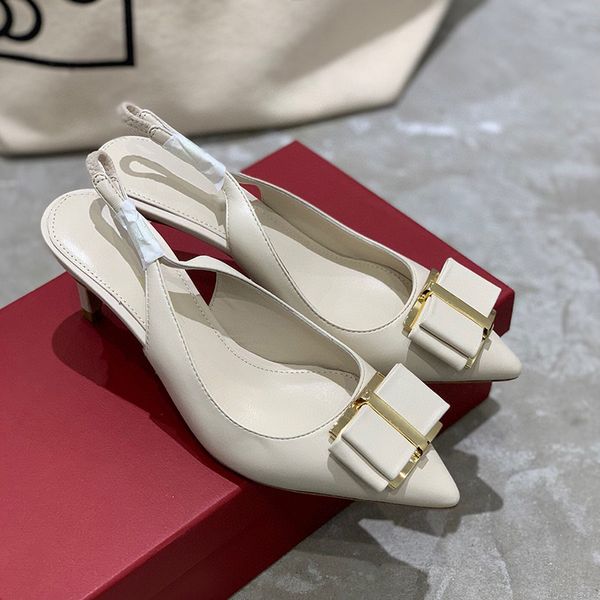 

designer womens sandals luxury black apricot red white pink bow-knot coat of paint pointed high heels with box size 35-40